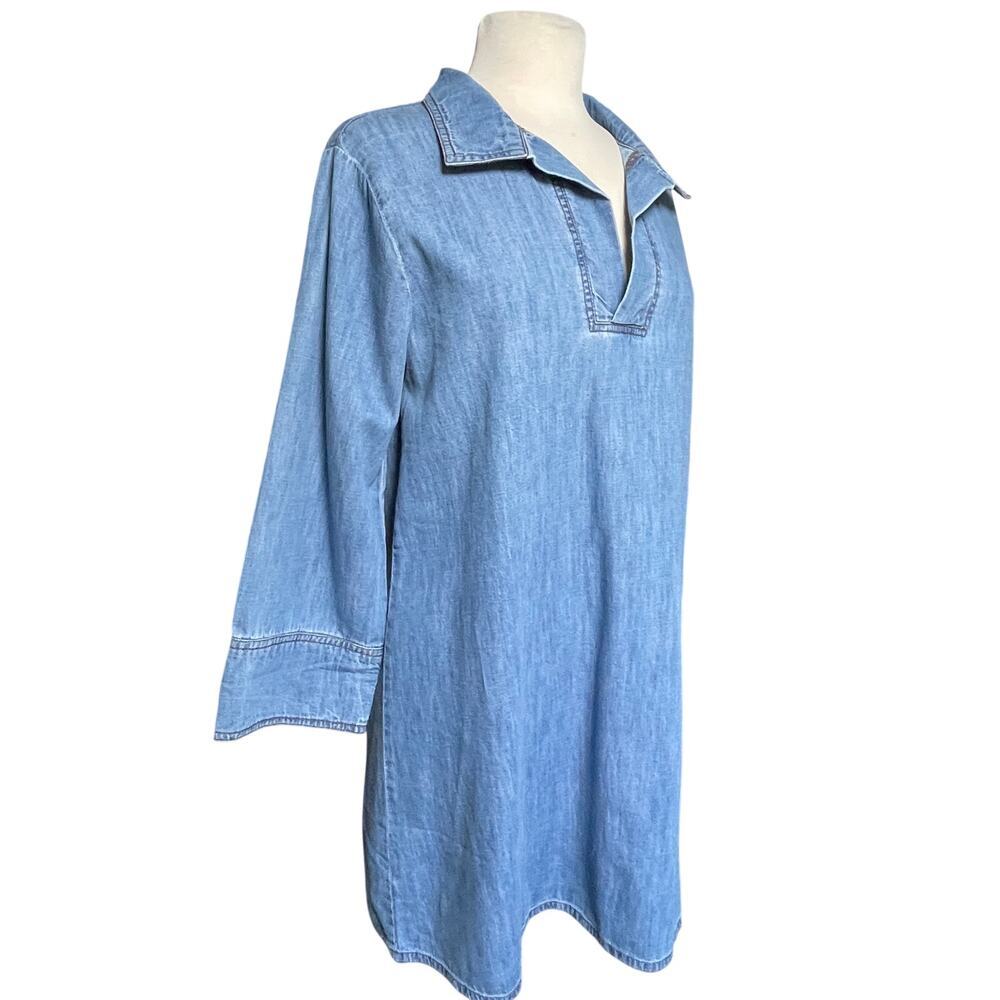 NWT ELIZABETH JAMES Women’s Taylor Denim Popover Henley Mini Dress - Picture 4 of 5